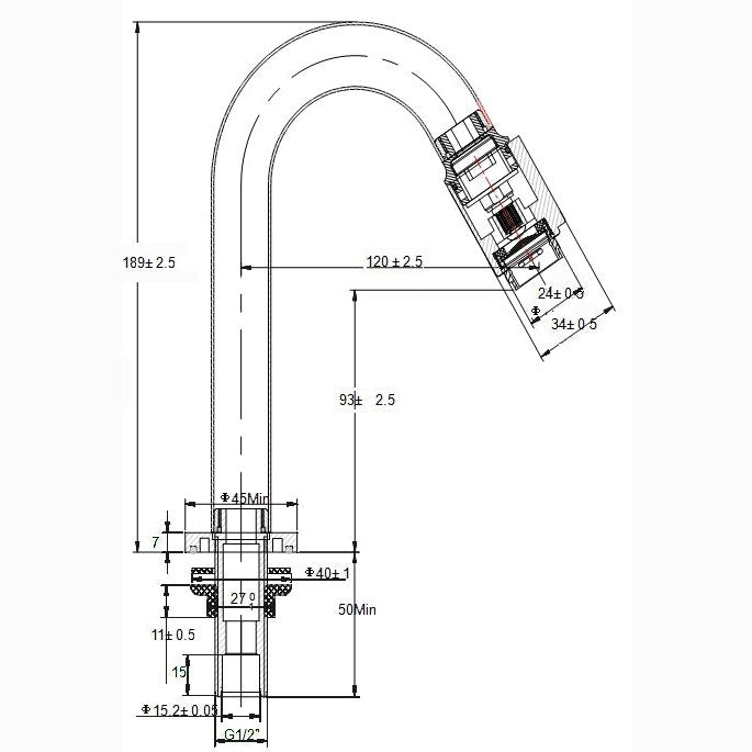 Victoria Luxus-Waschtischarmatur 1/2'' aus gebürstetem Stahl
