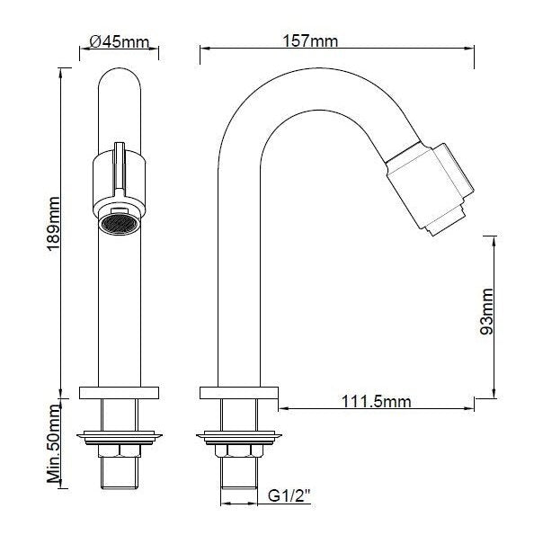 Victoria Luxus-Waschtischarmatur 1/2'' aus gebürstetem Messing