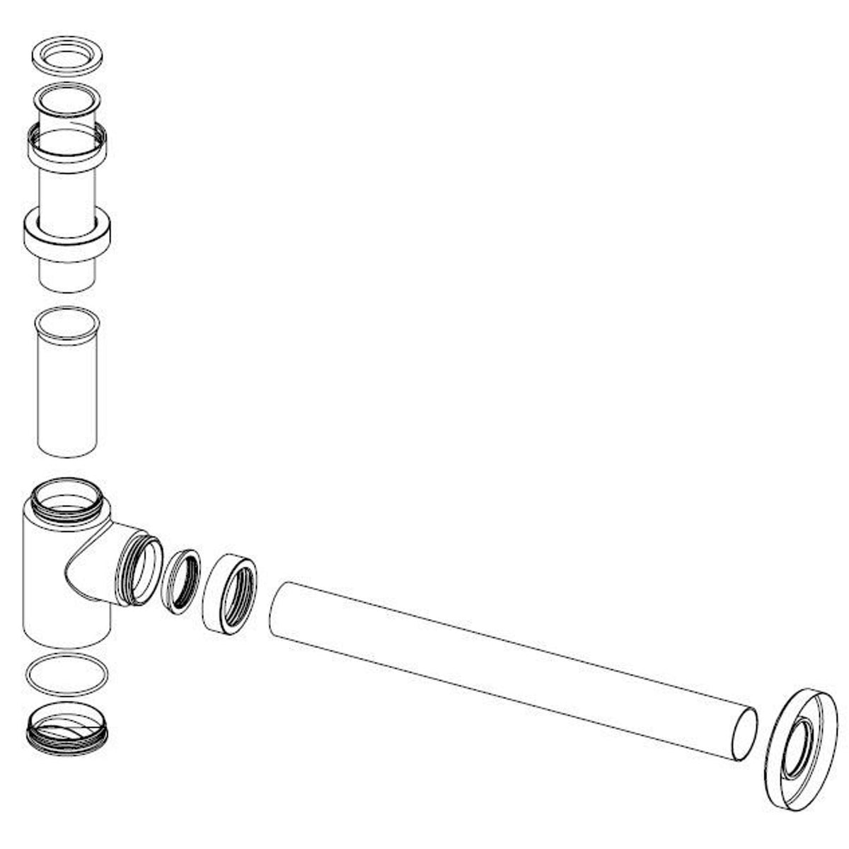 Star Desing-Siphon niedrig 5/4" x32 mm, Chrom