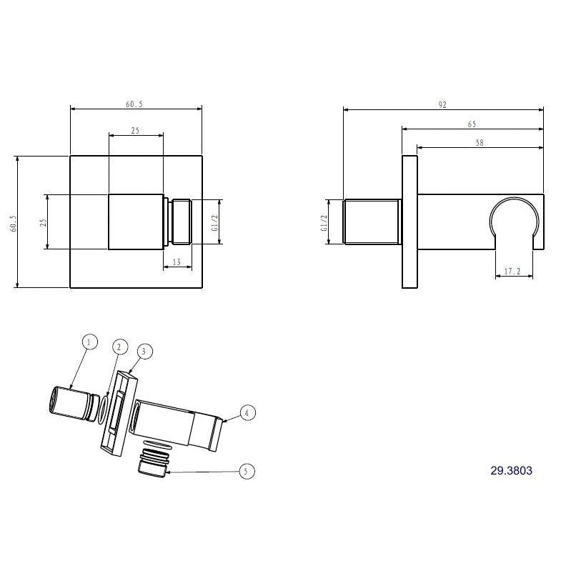 Rombo-Brauseanschluss mit Aufsteck-Chrom
