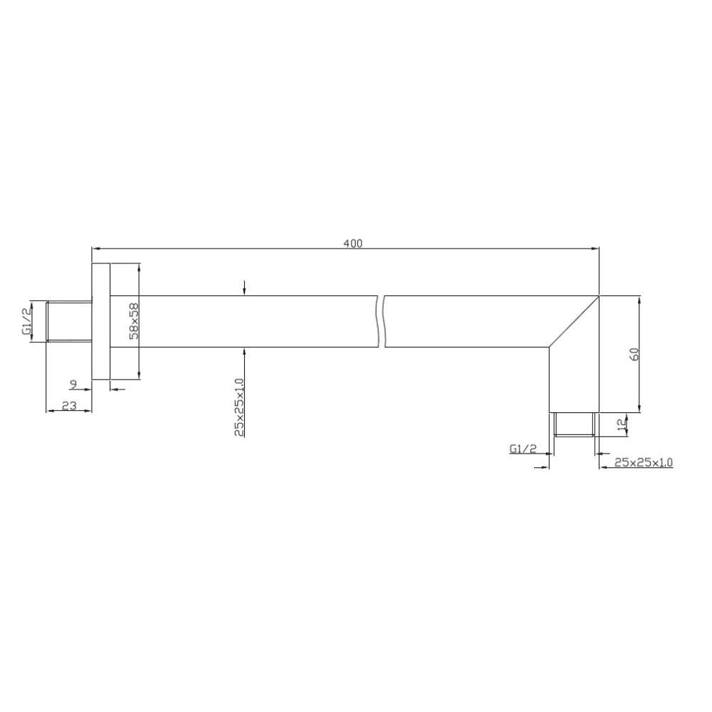 Wiesbaden Rombo Duscharm 40 cm Chrom