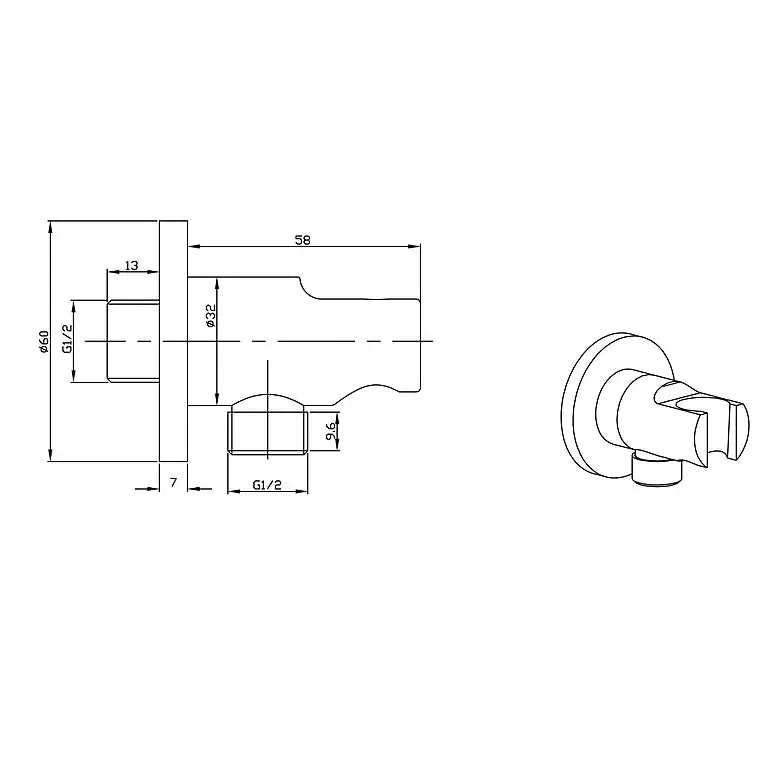 Caral Handbrausehalter mit Halter 1/2" aus gebürstetem Stahl