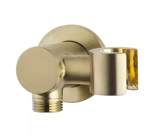 Caral Handbrausehalter mit Brauseschlauchanschluss und schwenkbarem Aufsatz aus gebürstetem Messing