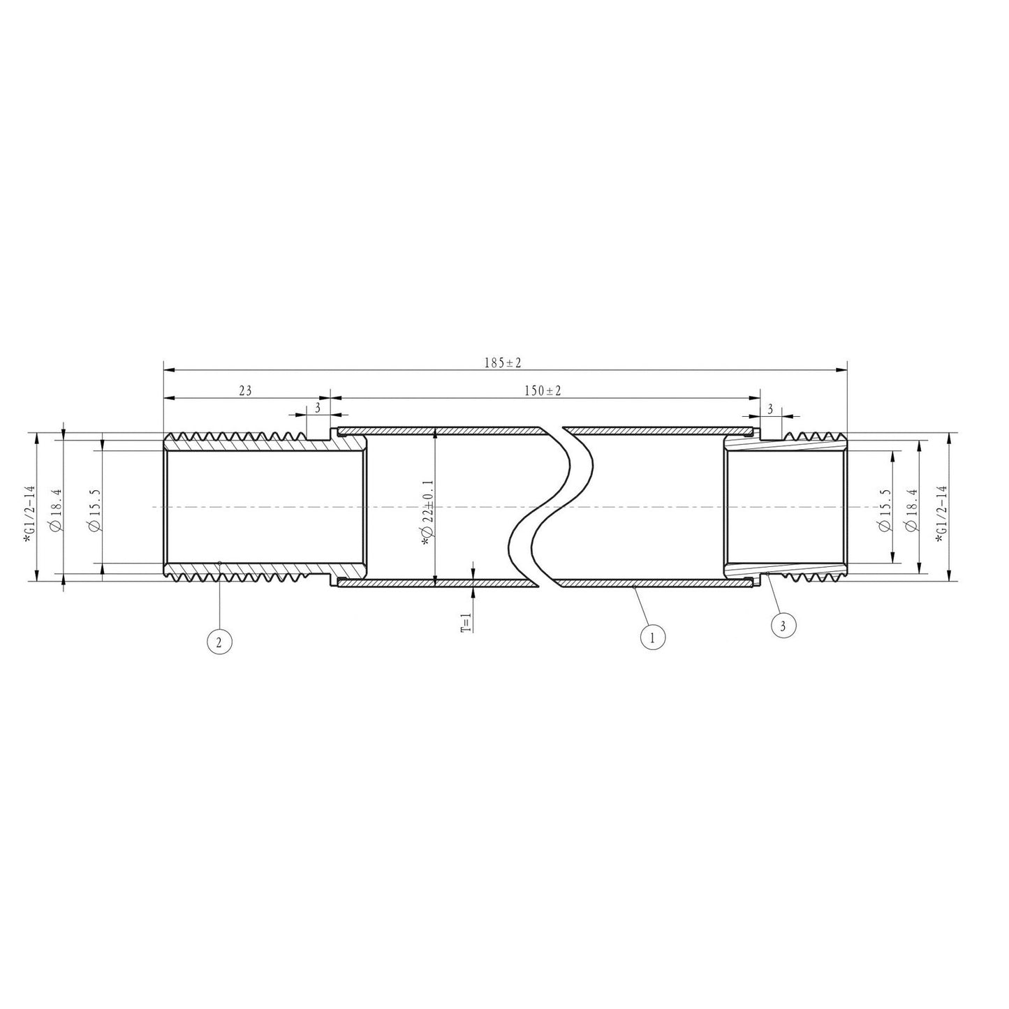 Caral Deckenbrausearm 15 cm, Chrom