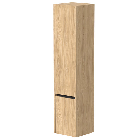 KAMĖ CITY Hochschrank – schwarze Profile – Helle Eiche