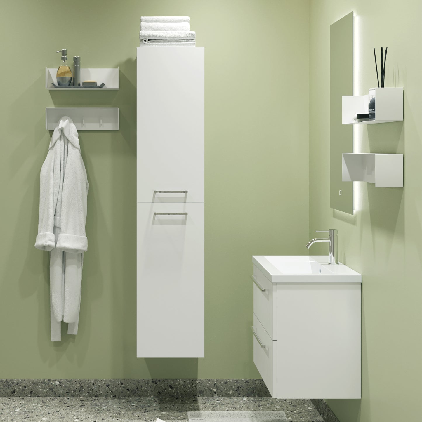 KAMĖ DUET Hochschrank – Chromgriffe