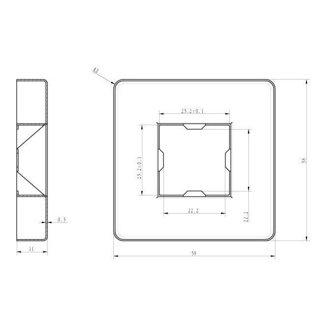 Wiesbaden Rombo Duscharm quadratisch Deckenhalterung 15 cm, Chrom