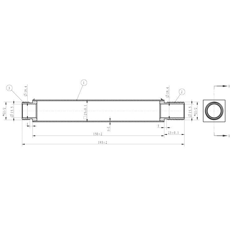 Wiesbaden Rombo Duscharm quadratisch Deckenhalterung 15 cm, Chrom