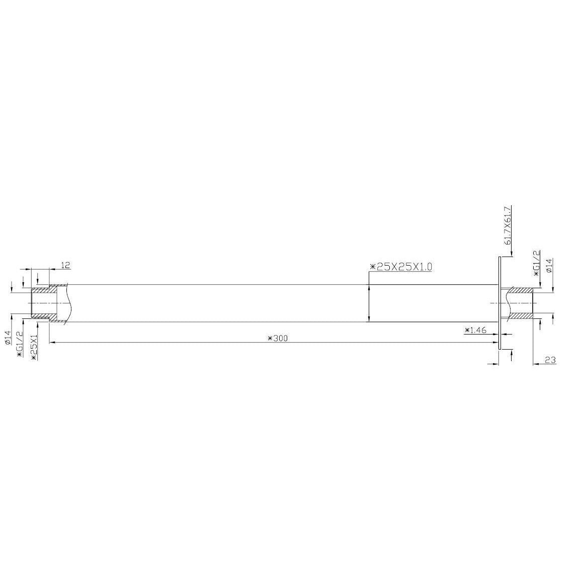 Wiesbaden Rombo Duscharm quadratisch Deckenhalterung 30 cm, mattschwarz