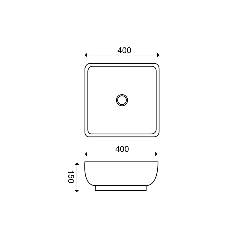 Plazza Aufsatzwaschbecken quadratisch 40x40x15 cm, Keramik weiß glänzend