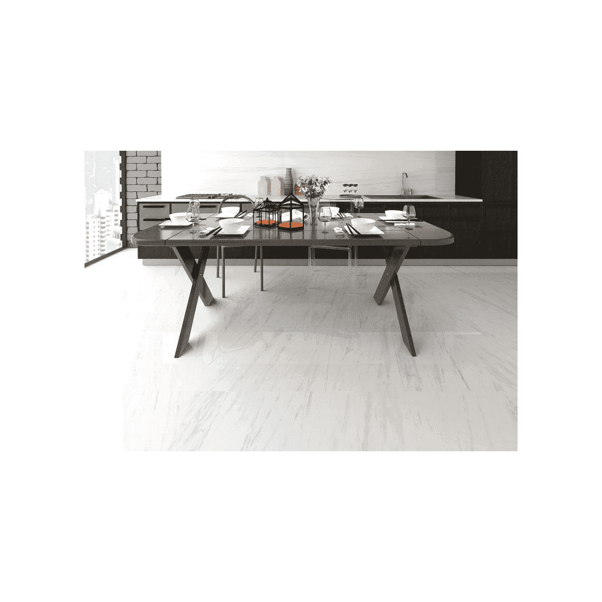 Bianco Dolomiti glänzend 60x120 cm