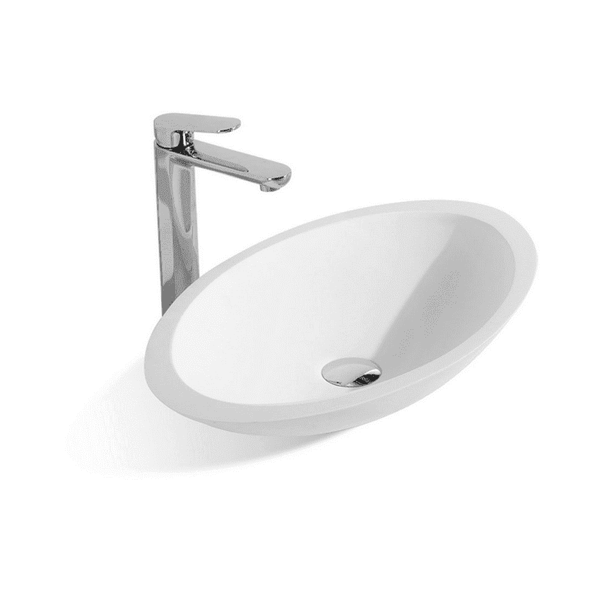 Lavabo Da Appoggio Ovale In Ceramica Bianca | 59x39x21.5 Cm, Con Foro Rubinetto E Troppopieno - Kiamami - Foto 5