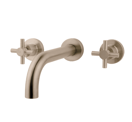 Wiesbaden Cross 2-Tasten-Unterputz-Waschtischbatterie, gebürsteter Stahl