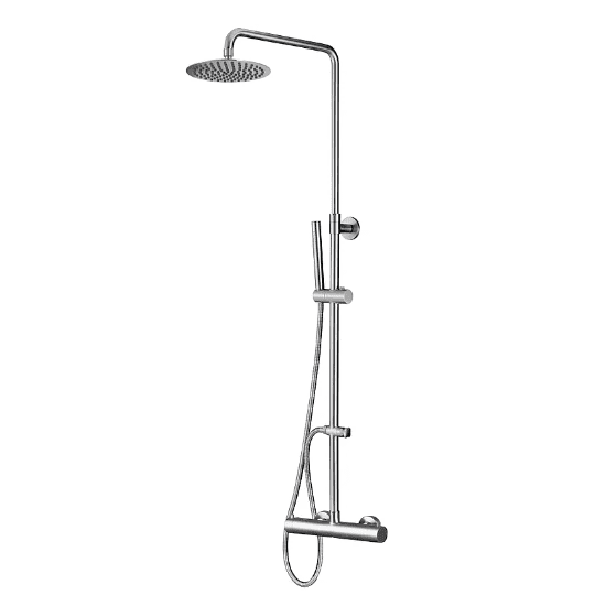 Wiesbaden 304 thermostatische Brausegarnitur komplett mit Handbrause und Brauseschlauch, Edelstahl