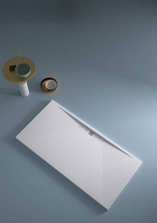 Mineralguss Duschwanne in 90er Breite mit Gelcoat - Stone Side Line in Verschiedenen Farben und Größen