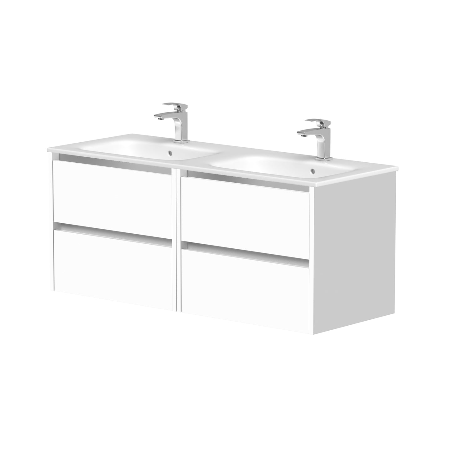 KAMĖ CITY Doppel-Waschtischunterschrank mit ELIDE – Aluminium-Griffprofile – Variante 4