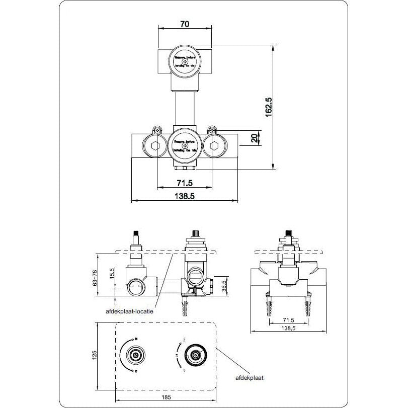 Unterputz-Thermostatventil 2 Wege