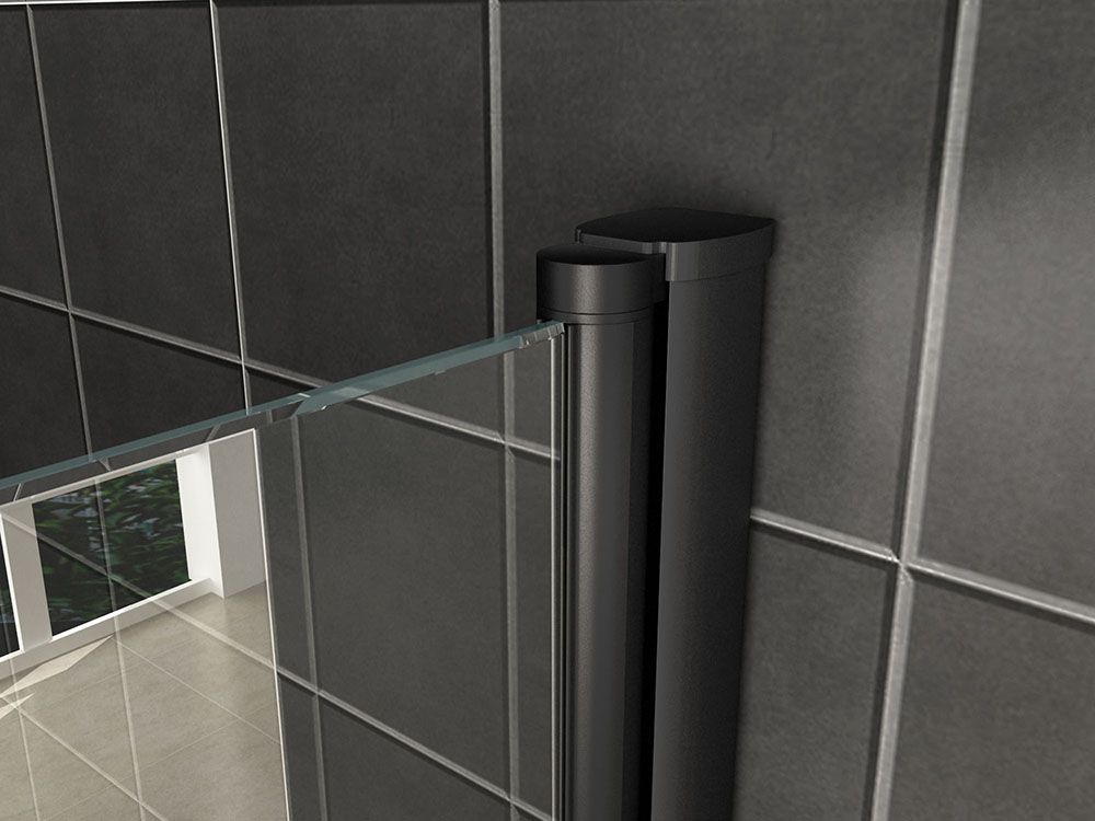 Uni Duschkabine mit 2 Drehtüren 90x90 cm schwarz matt mit Klarglas 8mm NANO