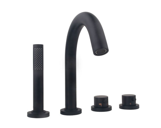 Caral 4-Loch Wannenrandthermostat Fertigset matt schwarz