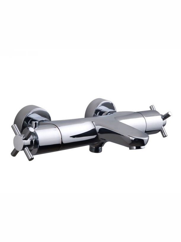 Cross-Thermostat-Wannenmischer 15 cm Chrom