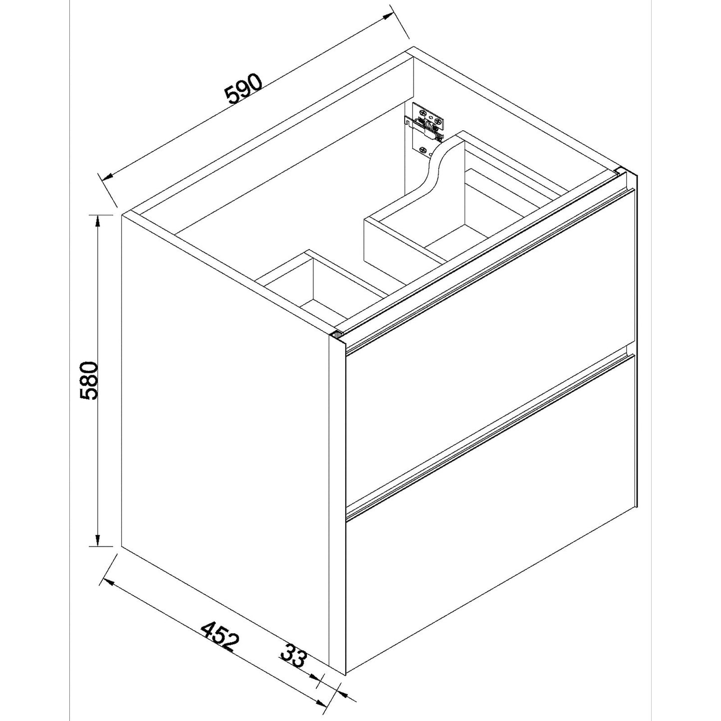 Waschtischunterschrank mit 2 Schubladen Echtholz-Eiche natur/schwarz matt