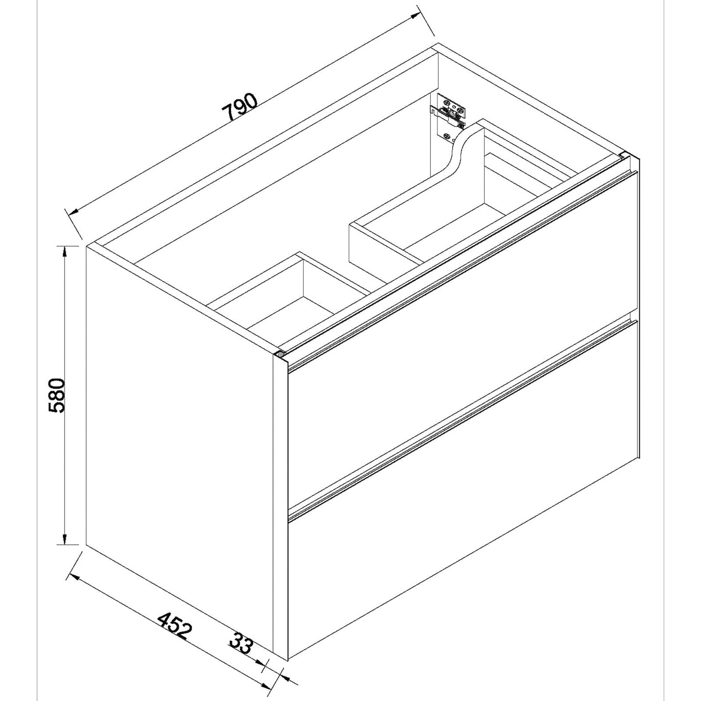 Waschtischunterschrank mit 2 Schubladen Echtholz-Eiche natur/schwarz matt
