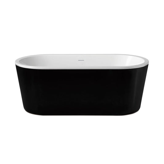Nero freistehende Badewanne Acryl 177,5 x 79,5 x 58,5 cm schwarz/weiß