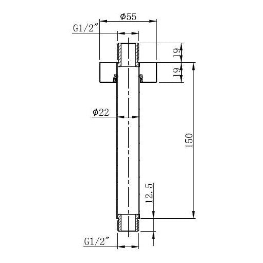 Caral Deckenbrausearm 15 cm, schwarz