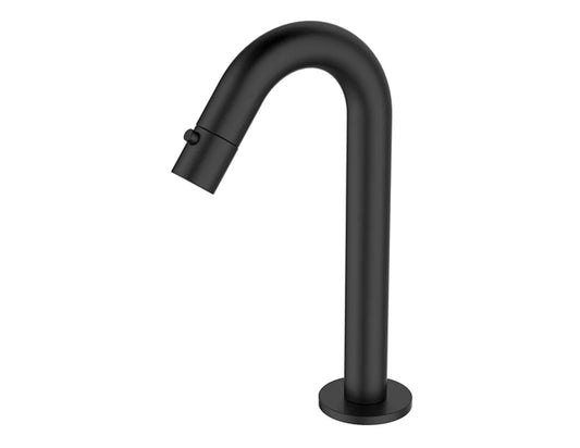 Waschtischarmatur Wiesbaden Metro stehend rund 20 cm schwarz matt, für Gäste-WC (nur Kaltwasser)