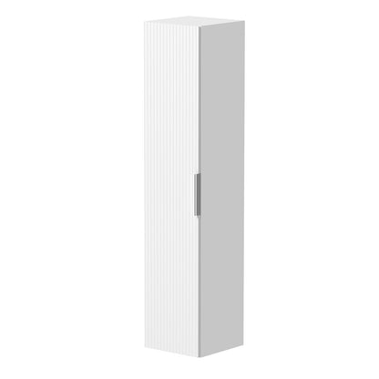 KAMĖ BIG Hochschrank – geriffelte Front mit Chromgriff – Mattweiß geriffelt