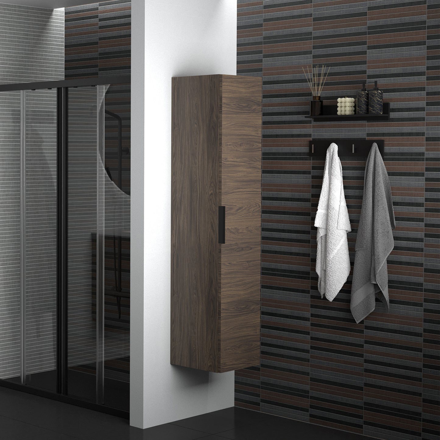 KAMĖ BIG Hochschrank – schwarze Griffe