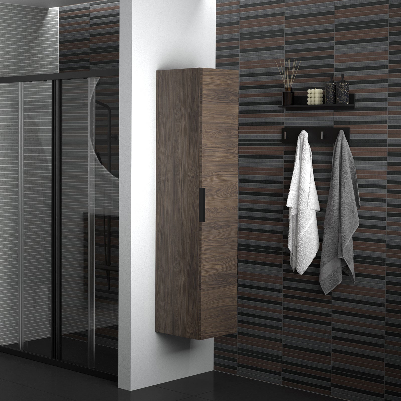 KAMĖ BIG Hochschrank – schwarze Griffe