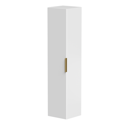 KAMĖ BIG Hochschrank – geriffelte Front mit Messinggriff – Mattweiß