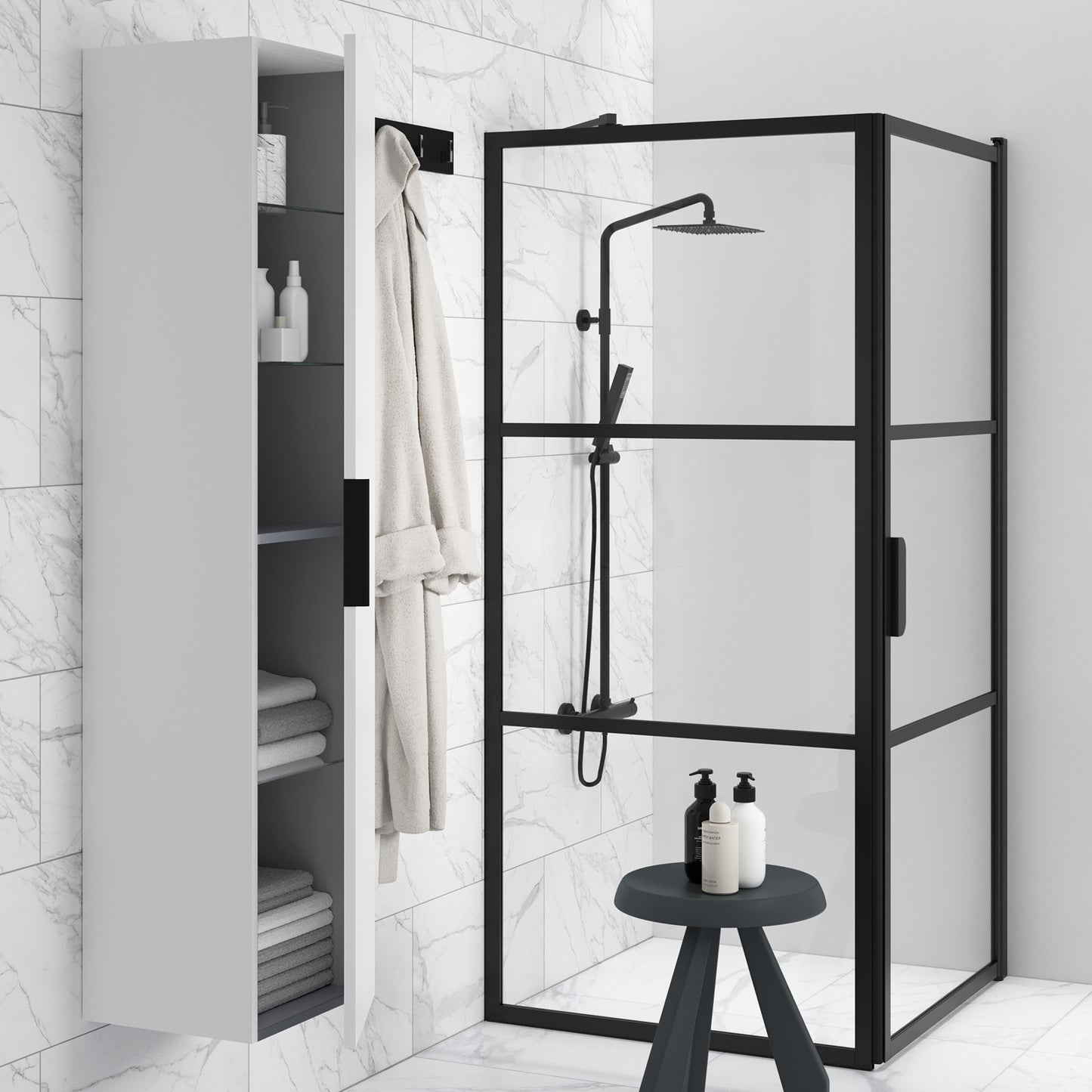 KAMĖ BIG Hochschrank – schwarze Griffe