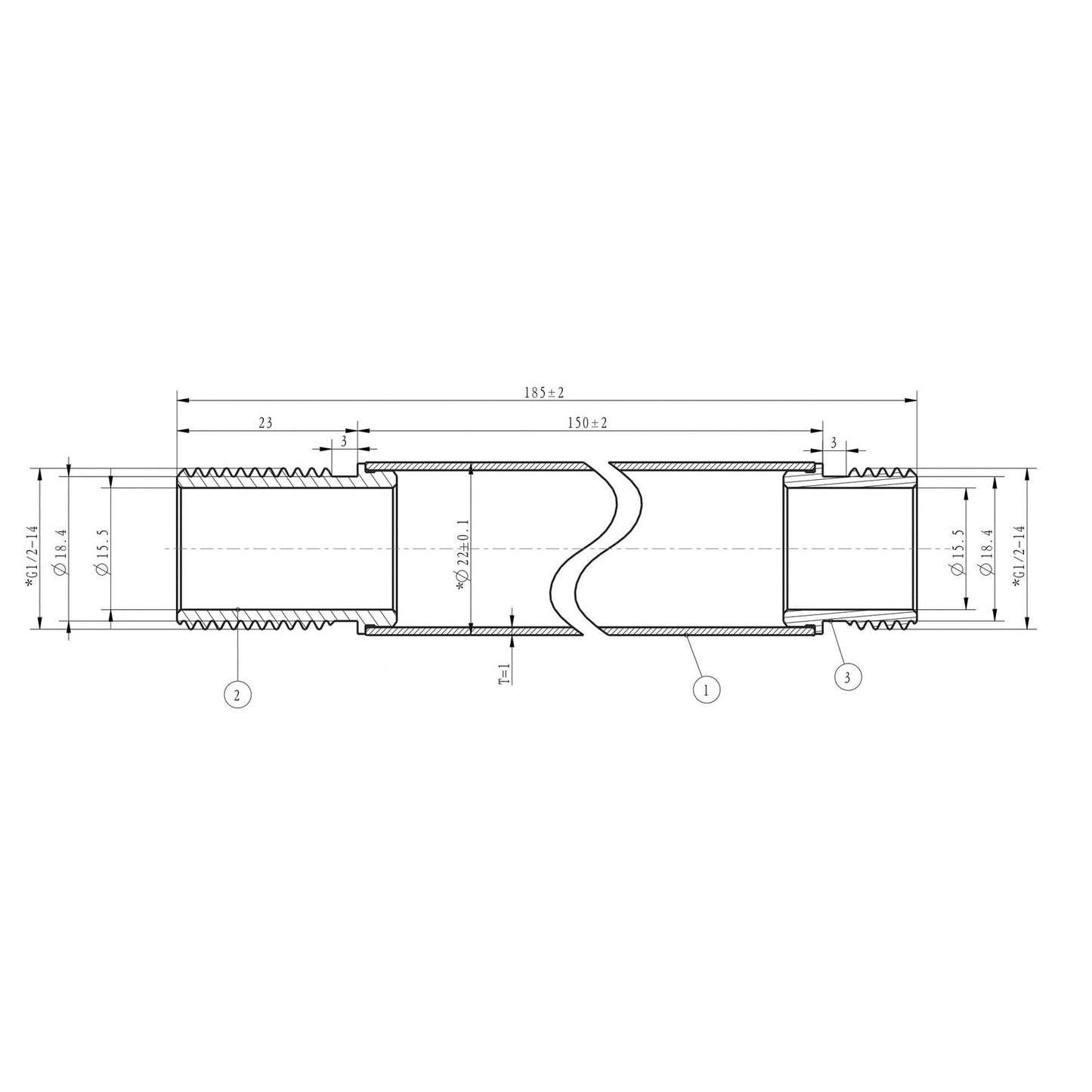 Caral Deckenbrausearm 15 cm, Chrom