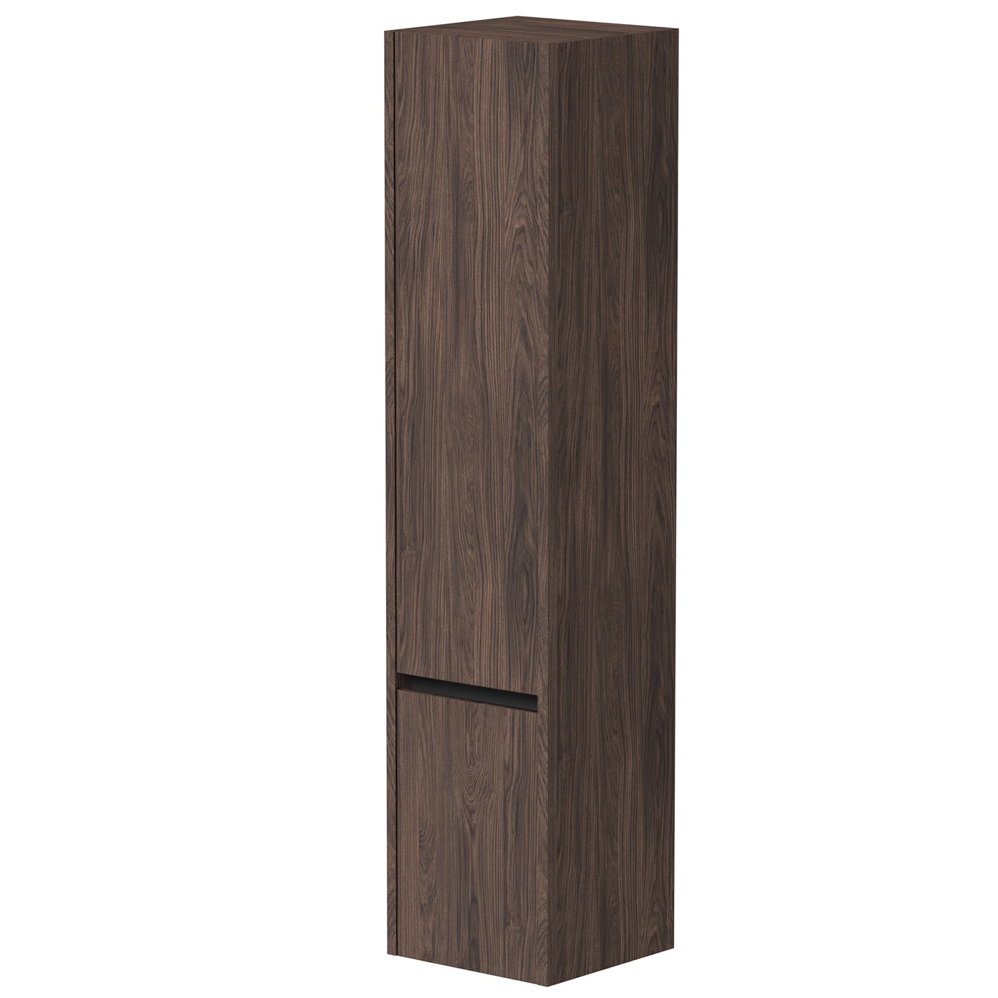 KAMĖ CITY Hochschrank – schwarze Profile – Braune Eiche