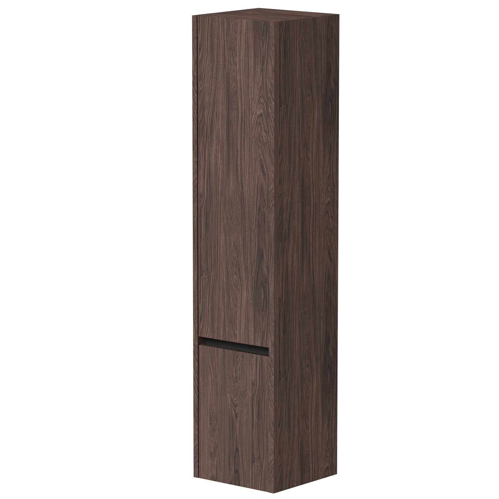KAMĖ CITY Hochschrank – schwarze Profile – Braune Eiche