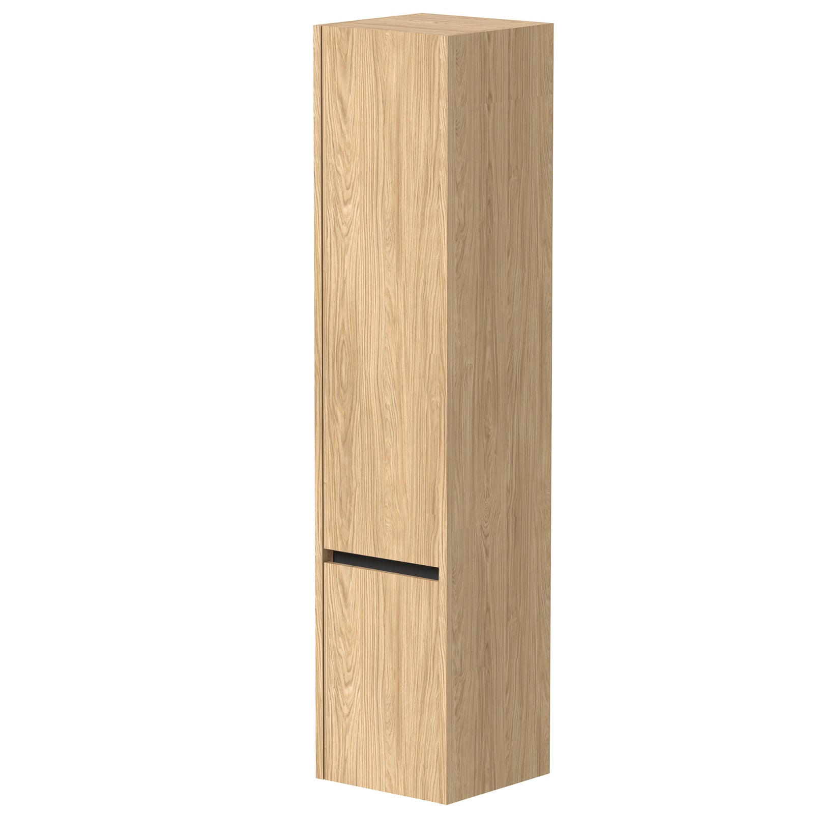 KAMĖ CITY Hochschrank – schwarze Profile – Helle Eiche