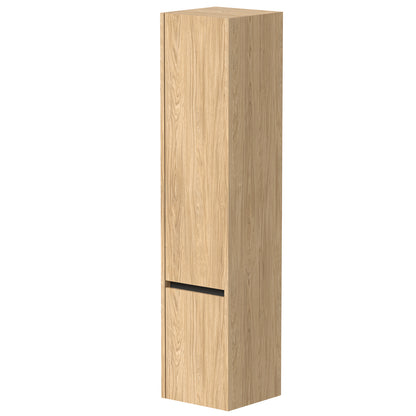 KAMĖ CITY Hochschrank – schwarze Profile – Helle Eiche