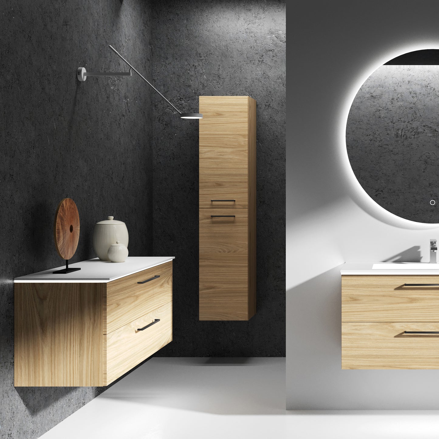 KAMĖ GAMA Hochschrank – schwarze Bügelgriffe