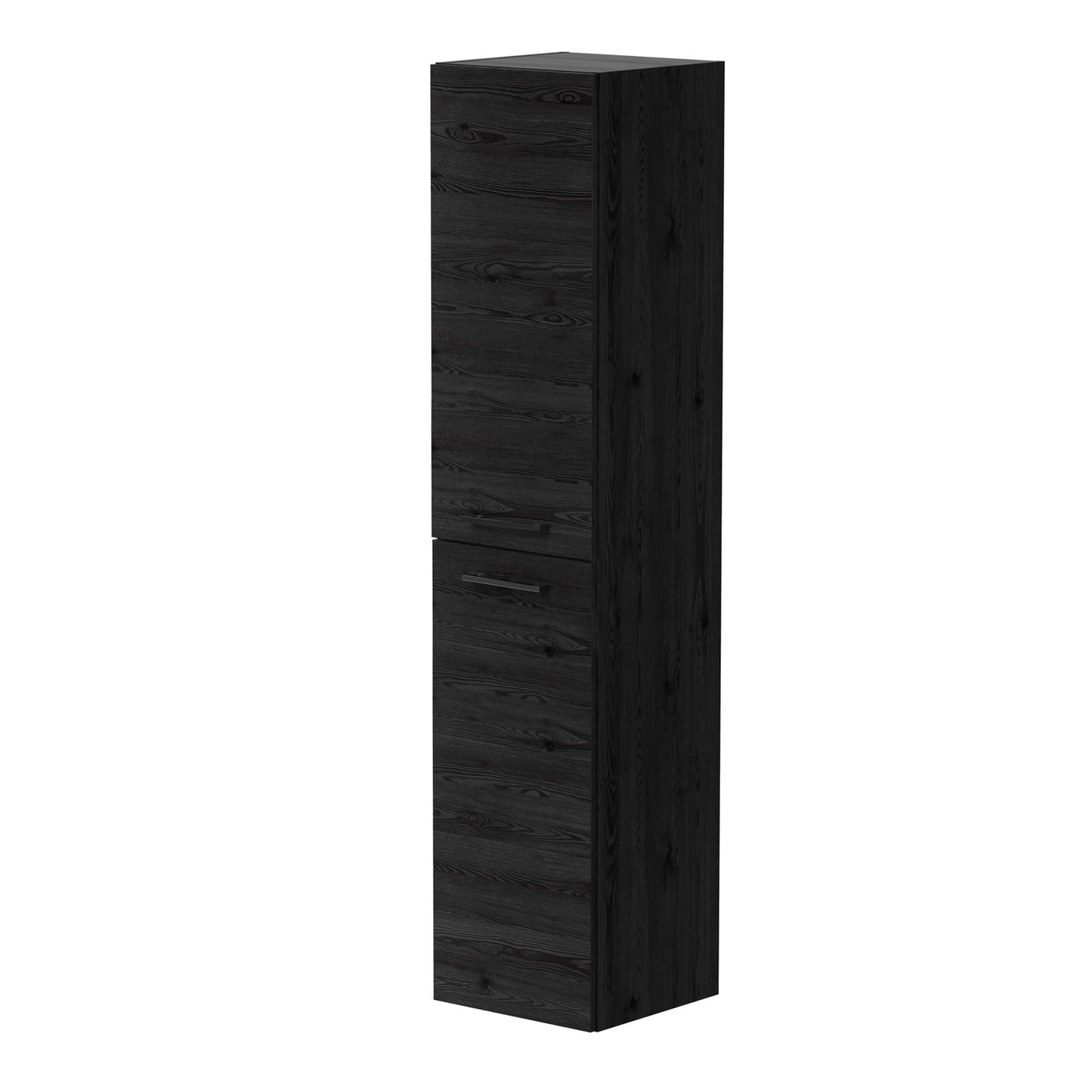 KAMĖ GAMA Hochschrank – schwarze Bügelgriffe – Schwarze Eiche
