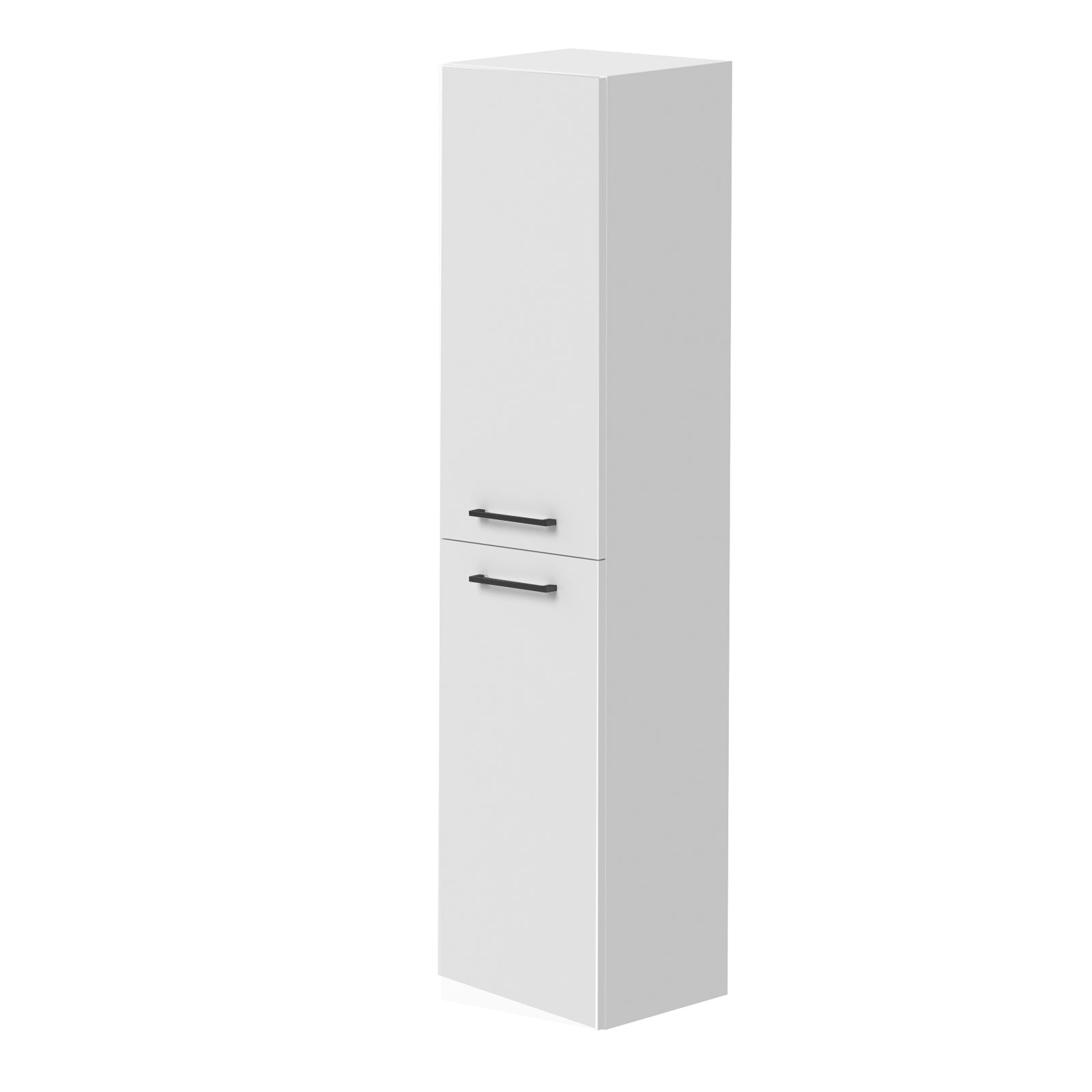 KAMĖ GAMA Hochschrank – schwarze Bügelgriffe – Mattweiß