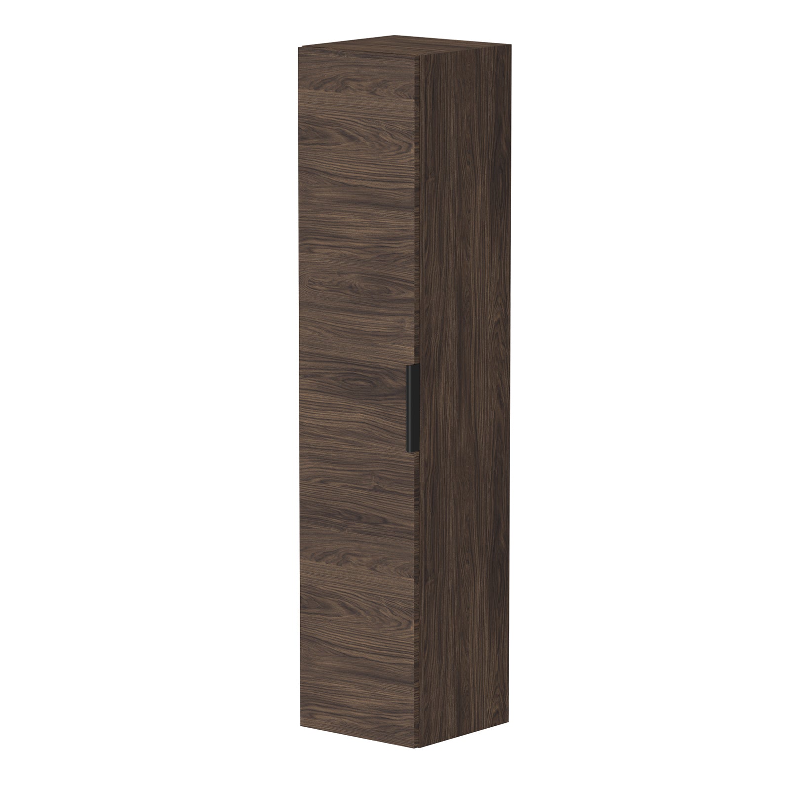 KAMĖ LIRIS Hochschrank – schwarze Griffe – Braune Eiche