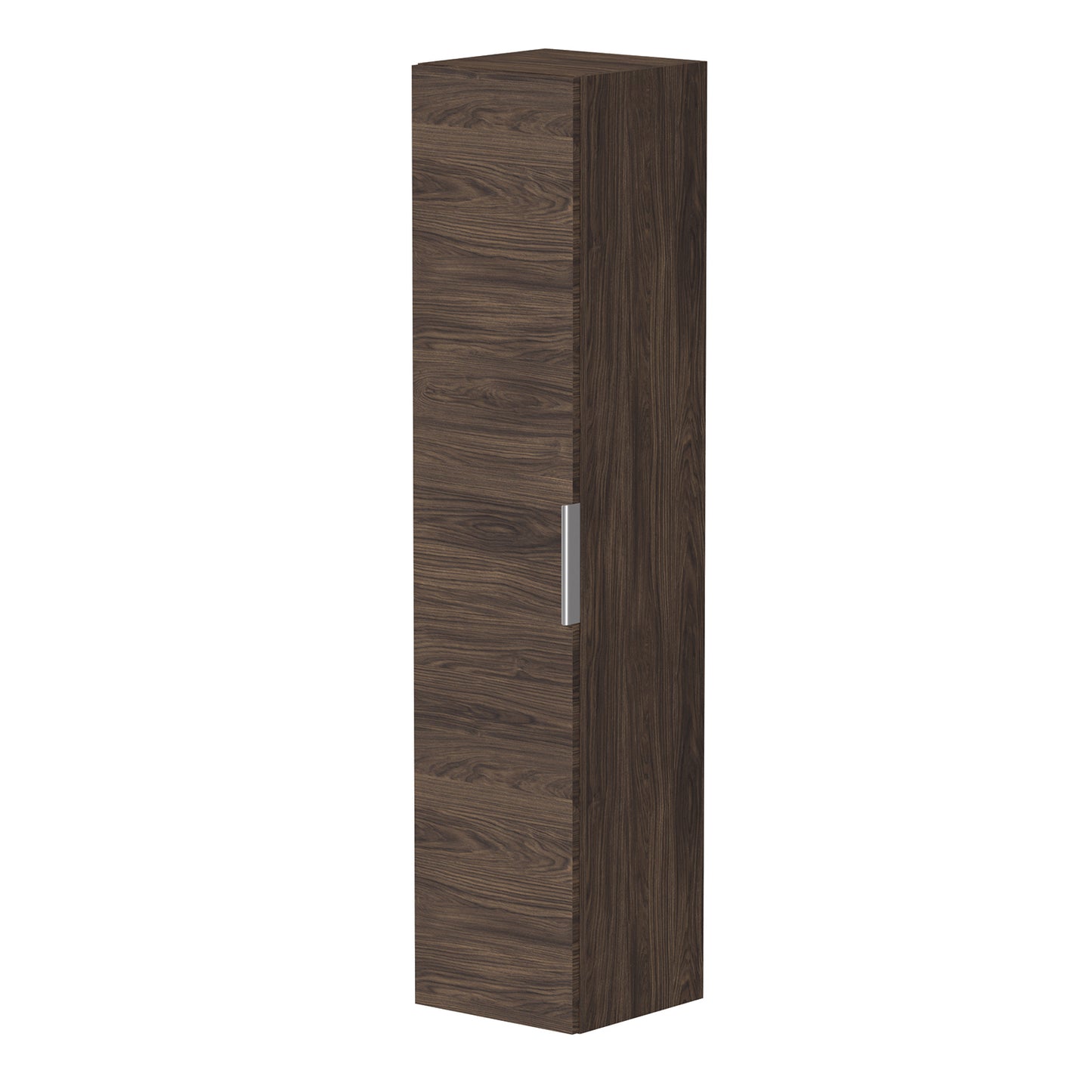 KAMĖ LIRIS Hochschrank – Chromgriffe – Braune Eiche