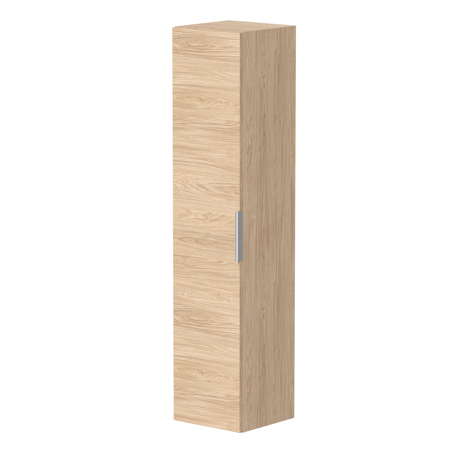 KAMĖ LIRIS Hochschrank – Chromgriffe – Helle Eiche