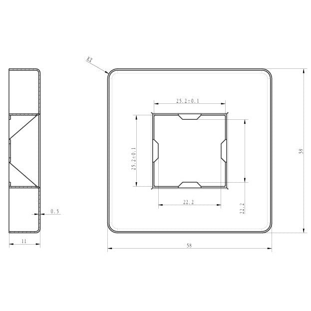 Wiesbaden Rombo Duscharm quadratisch Deckenhalterung 30 cm, Chrom