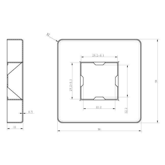 Wiesbaden Rombo Duscharm quadratisch Deckenhalterung 40 cm, Chrom