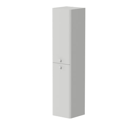 KAMĖ SOFT Hochschrank – Edelstahl-Knopfgriffe – Perlgrau