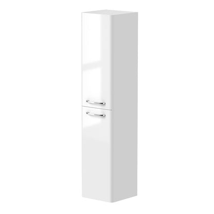 KAMĖ SOFT Hochschrank – Chromgriffe – Hochglanzweiß