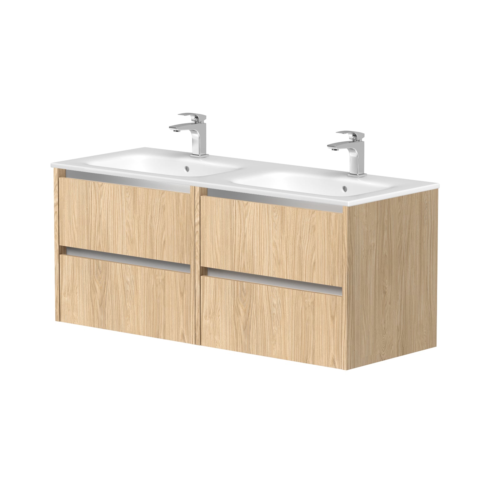 KAMĖ CITY Doppel-Waschtischunterschrank mit ELIDE – Aluminium-Griffprofile – Variante 1